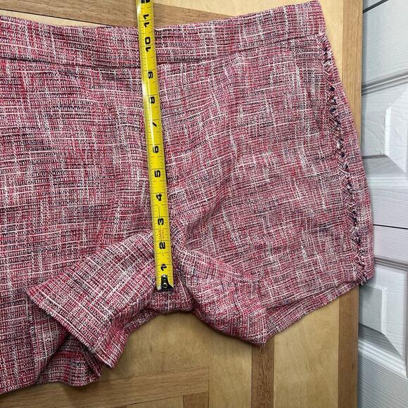Banana Republic Women's Tweed Frayed Trim High-Rise Shorts Pink Red Sz 8 Preppy - Picture 7 of 8